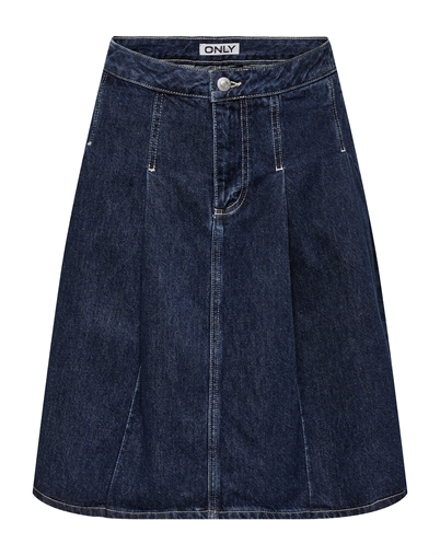 Only - Nina Pleated Denim Nederdel - Dark Blue Denim